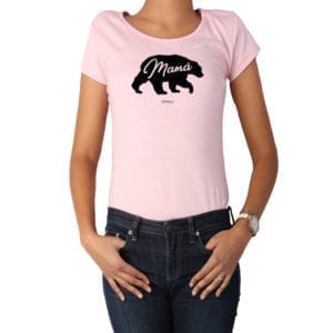 Polera Mujer Calambur 100% algodón diseño Oso Mamá rosado