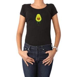 Polera Mujer Calambur 100% algodón diseño Palta llena negro