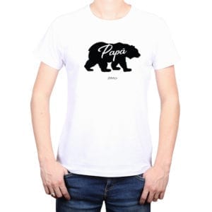 Polera Hombre Calambur 100% algodón diseño Oso Papá blanco