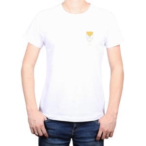 Polera hombre Calambur 100% algodón diseño Papas blanco