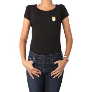 Polera mujer Calambur 100% algodón diseño Papas negro