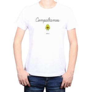 Polera Hombre Calambur 100% algodón diseño Compaltamos blanco