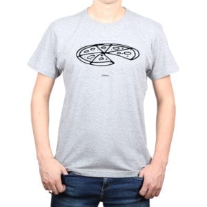 Polera Hombre Calambur 100% algodón diseño Pizza gris