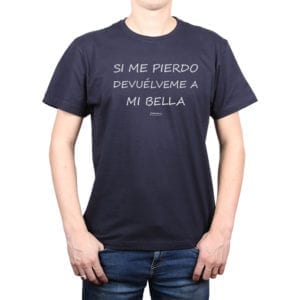 Polera Hombre Calambur 100% algodón diseño Si me pierdo devuélveme azul marino
