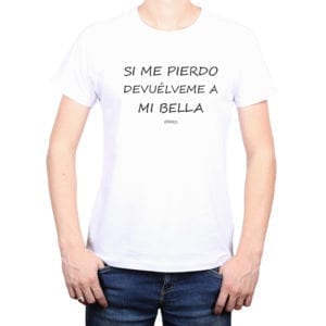 Polera Hombre Calambur 100% algodón diseño Si me pierdo devuélveme blanco