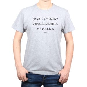 Polera Hombre Calambur 100% algodón diseño Si me pierdo devuélveme gris