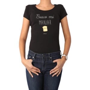 Polera Mujer Calambur 100% algodón diseño Manjar negro