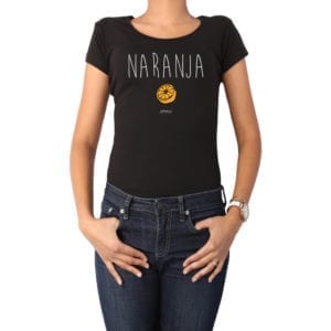 Polera Mujer Calambur 100% algodón diseño Naranja negro