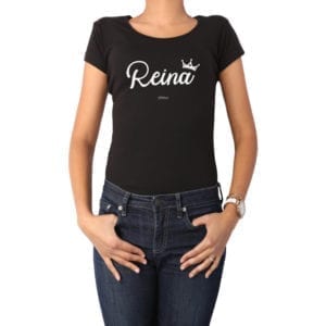 Polera Mujer Calambur 100% algodón diseño Reina negro