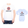 Conjunto estilo Captain America Polera y Body Calambur 100% algodón modelo Súper Papá Súper Bebé
