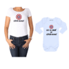 Conjunto estilo Captain America Polera y Body Calambur 100% algodón modelo Súper Mamá Súper Bebé