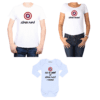 Conjunto estilo Captain America Poleras y Body Calambur 100% algodón modelo Súper Papá Súper Mamá Súper Bebé