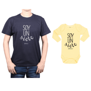 Conjunto Soy un siete Polera y Body Calambur 100% algodón modelo Papá Bebé