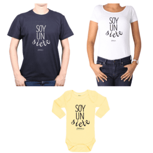 Conjunto Soy un siete Polera y Body Calambur 100% algodón modelo Papá Mamá Bebé