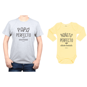 Conjunto Papá Perfecto Niñito Perfecto Polera y Body Calambur 100% algodón modelo Papá Bebé
