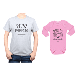 Conjunto Papá Perfecto Niñita Perfecta Polera y Body Calambur 100% algodón modelo Papá Bebé