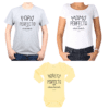 Conjunto Papá Perfecto Mamá Perfecta Niñito Perfecto Polera y Body Calambur 100% algodón modelo Papá Mamá Bebé