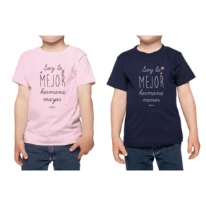 Conjunto Poleras Hermana Hermana Niños 100% algodón Calambur diseño Mejor Hermana Hermana