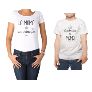 Conjunto Mamá Niño Poleras 100% algodón Calambur diseño Príncipe de Mamá