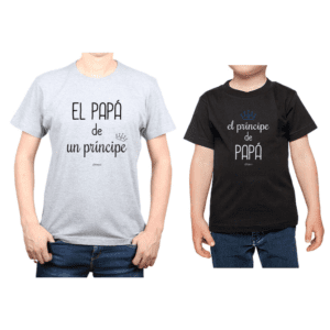 Conjunto Papá Niño Poleras 100% algodón Calambur diseño Príncipe de Papá