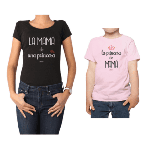 Conjunto Mamá Niño Poleras 100% algodón Calambur diseño Princesa de Mamá
