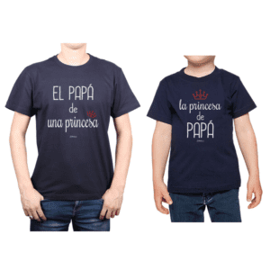 Conjunto Papá Niño Poleras 100% algodón Calambur diseño Princesa de Papá