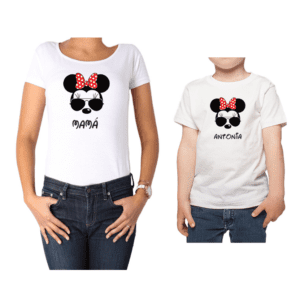 Conjunto Mamá Niño Poleras 100% algodón Calambur diseño Minnie Minnie