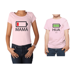 Conjunto Mamá Niño Poleras 100% algodón Calambur diseño Batería
