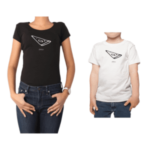 Conjunto Mamá Niño Poleras 100% algodón Calambur diseño Pizza negra