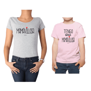 Conjunto Mamá Niño Poleras 100% algodón Calambur diseño Mamávillosa