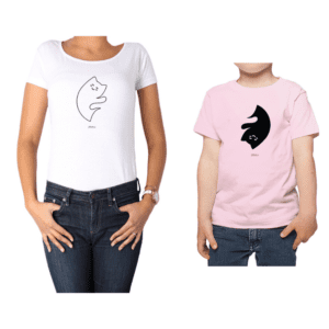 Conjunto Mamá Niño Poleras 100% algodón Calambur diseño Yin Yang