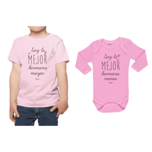 Conjunto Hermanas Polera y Body 100% algodón Calambur diseño Hermana Mayor Hermana Menor