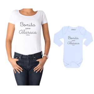 Conjunto Bonita Pero Alaraca Calambur 100% algodón Polera Mamá Body Bebé