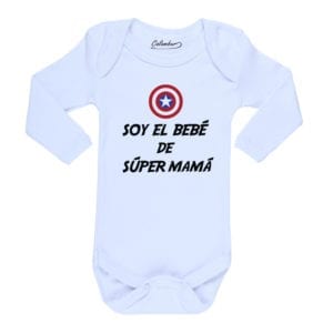 Body Bebé Calambur 100% algodón diseño Soy el Bebé de Súper Mamá