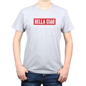 Polera Hombre Calambur 100% algodón diseño Bella Ciao Gris