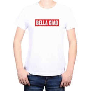 Polera Hombre Calambur 100% algodón diseño Bella Ciao Blanco