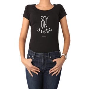 Polera Mujer Calambur 100% algodón diseño Soy un siete negro