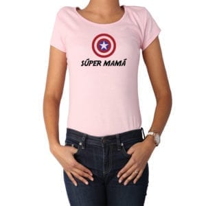 Polera Mujer Calambur 100% algodón diseño Súper Mamá rosado