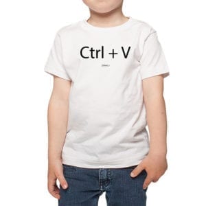 Polera Niños Calambur 100% algodón modelo CTRL V blanco