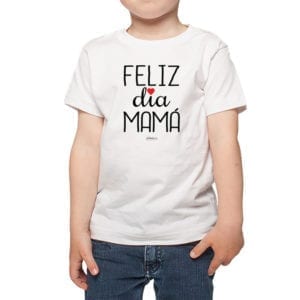 Polera Niños Calambur 100% algodón modelo Feliz Día Mamá blanco