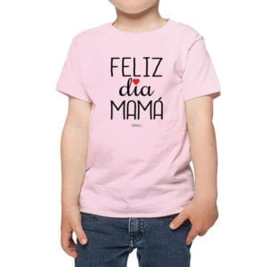 Polera Niños Calambur 100% algodón modelo Feliz Día Mamá rosado