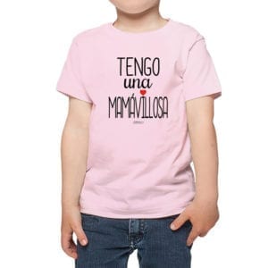 Polera Niños Calambur 100% algodón modelo Polera Tengo una Mamávillosa rosado