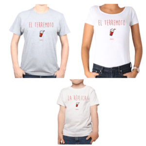 Conjunto Papá Mamá Niño Poleras 100% algodón Calambur diseño El Terremoto La Réplica