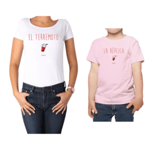 Conjunto Mamá Niño Poleras 100% algodón Calambur diseño Terremoto Réplica