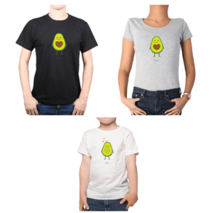 Conjunto Papá Mamá Niño Poleras 100% algodón Calambur diseño Palta