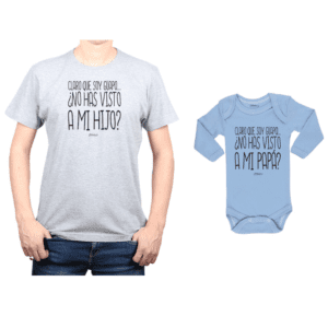 Conjunto Papá Hijo Polera y Body 100% algodón Calambur diseño Claro que soy Guapo Guapo
