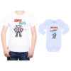 Conjunto Papá Bebé Polera y Body 100% algodón Calambur diseño Súper Papá mi héroe