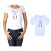 Conjunto Mamá Bebé Polera y Body 100% algodón Calambur diseño Pingüino