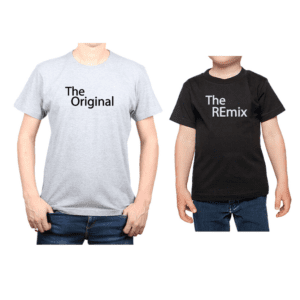 Conjunto Papá Niño Poleras 100% algodón Calambur diseño The Original The Remix