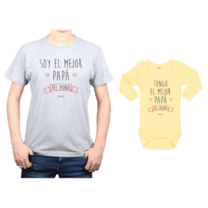 Conjunto Papá Bebé Polera y Body 100% algodón Calambur diseño Soy el mejor Papá del mundo